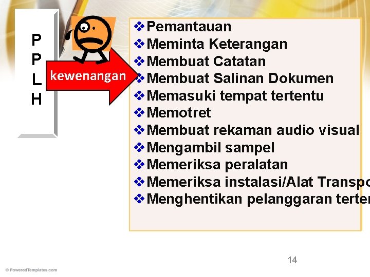 v. Pemantauan P v. Meminta Keterangan P v. Membuat Catatan L kewenangan v. Membuat