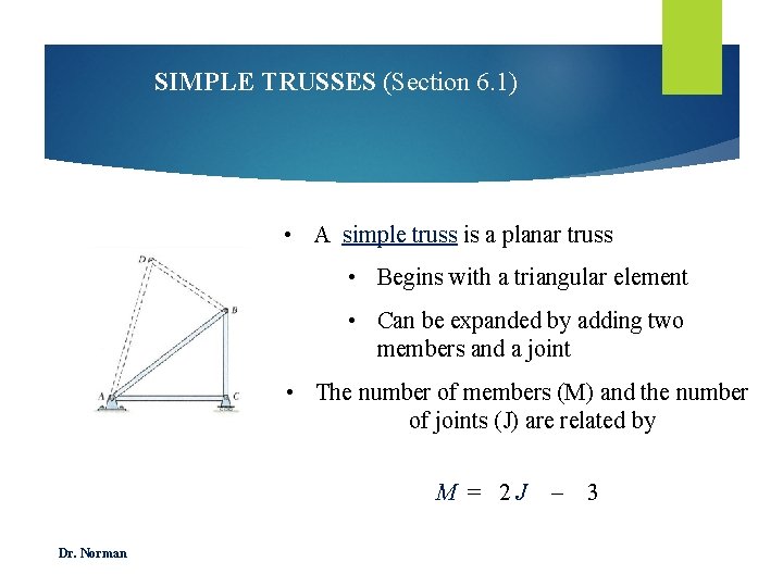 SIMPLE TRUSSES (Section 6. 1) • A simple truss is a planar truss •