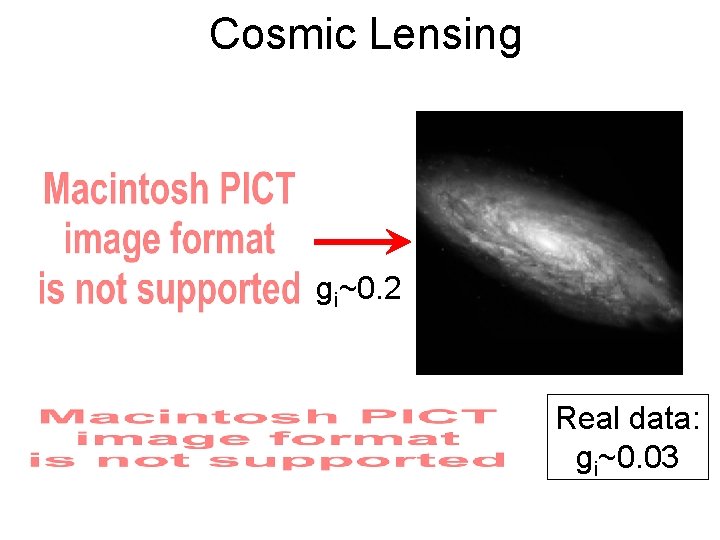 Cosmic Lensing gi~0. 2 Real data: gi~0. 03 7/19 