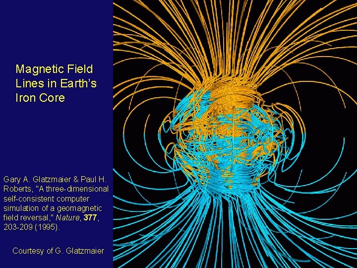 Magnetic Field Lines in Earth’s Iron Core Gary A. Glatzmaier & Paul H. Roberts,