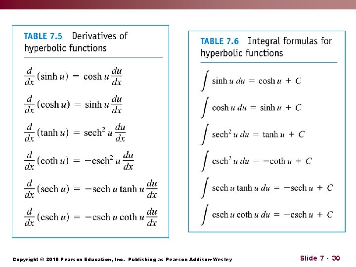 Copyright © 2010 Pearson Education, Inc. Publishing as Pearson Addison-Wesley Slide 7 - 30