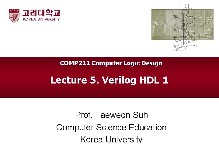 COMP 211 Computer Logic Design Lecture 5. Verilog HDL 1 Prof. Taeweon Suh Computer