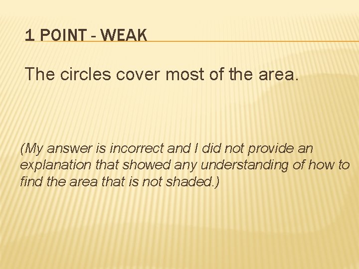1 POINT - WEAK The circles cover most of the area. (My answer is