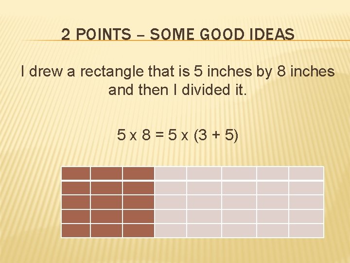 2 POINTS – SOME GOOD IDEAS I drew a rectangle that is 5 inches