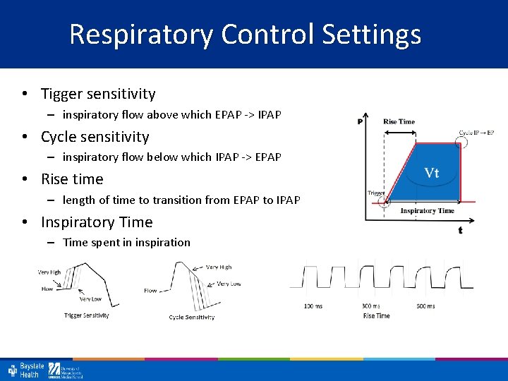 Respiratory Control Settings • Tigger sensitivity – inspiratory flow above which EPAP -> IPAP