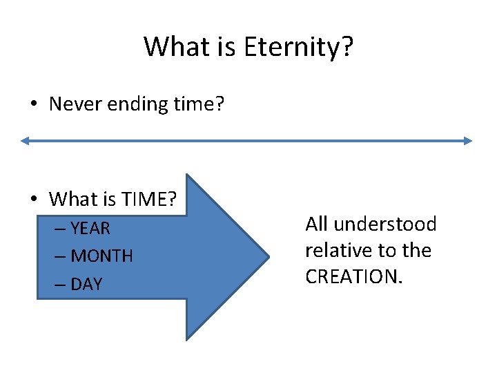 What is Eternity? • Never ending time? • What is TIME? – YEAR –