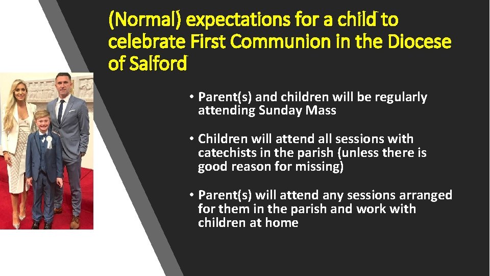 (Normal) expectations for a child to celebrate First Communion in the Diocese of Salford