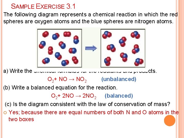 SAMPLE EXERCISE 3. 1 The following diagram represents a chemical reaction in which the