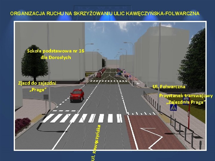 ORGANIZACJA RUCHU NA SKRZYŻOWANIU ULIC KAWĘCZYŃSKA-FOLWARCZNA Szkoła podstawowa nr 16 dla Dorosłych Zjazd do