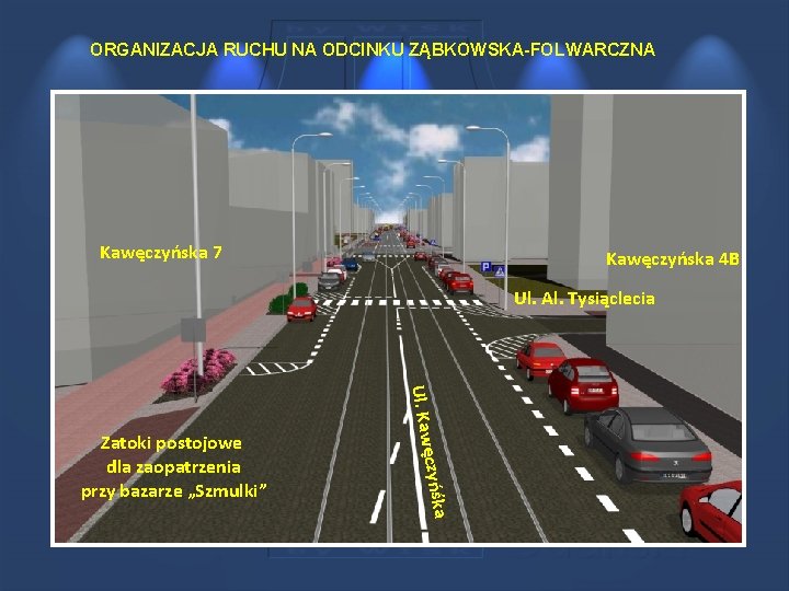 ORGANIZACJA RUCHU NA ODCINKU ZĄBKOWSKA-FOLWARCZNA Kawęczyńska 7 Kawęczyńska 4 B Ul. Al. Tysiąclecia ęczyńśk