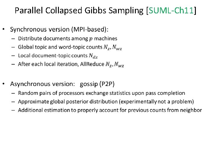 Parallel Collapsed Gibbs Sampling [SUML-Ch 11] • 