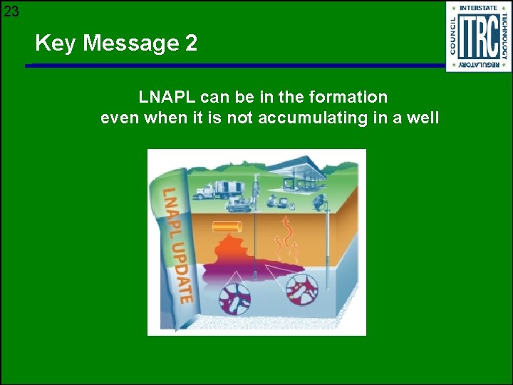 23 Key Message 2 LNAPL can be in the formation even when it is