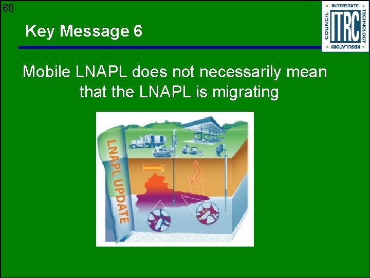 60 Key Message 6 Mobile LNAPL does not necessarily mean that the LNAPL is
