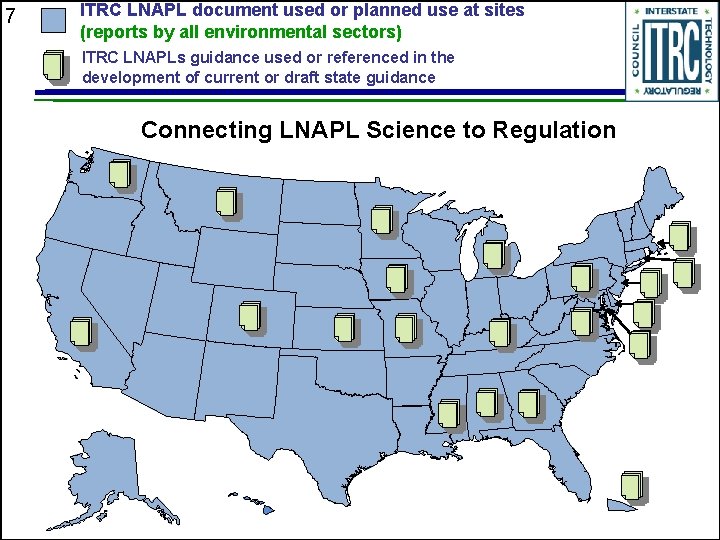 7 ITRC LNAPL document used or planned use at sites (reports by all environmental