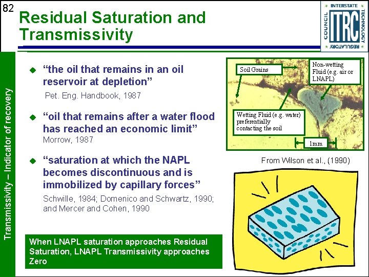 82 Residual Saturation and Transmissivity – Indicator of recovery u “the oil that remains
