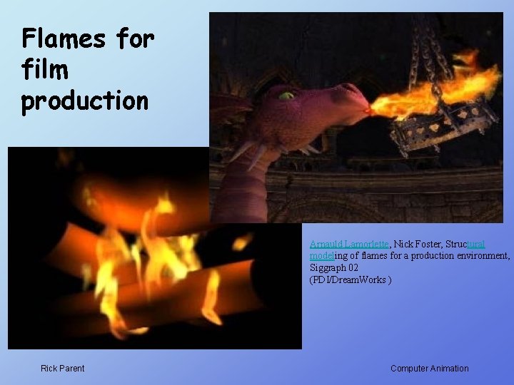 Flames for film production Arnauld Lamorlette, Nick Foster, Structural modeling of flames for a