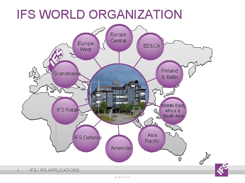 IFS WORLD ORGANIZATION Europe Central Europe West EE&CA Finland & Baltic Scandinavia IFS WORLD