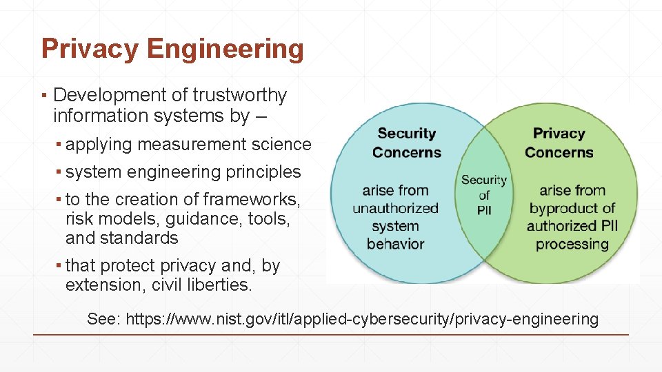 Privacy Engineering ▪ Development of trustworthy information systems by – ▪ applying measurement science