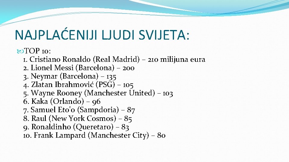 NAJPLAĆENIJI LJUDI SVIJETA: TOP 10: 1. Cristiano Ronaldo (Real Madrid) – 210 milijuna eura