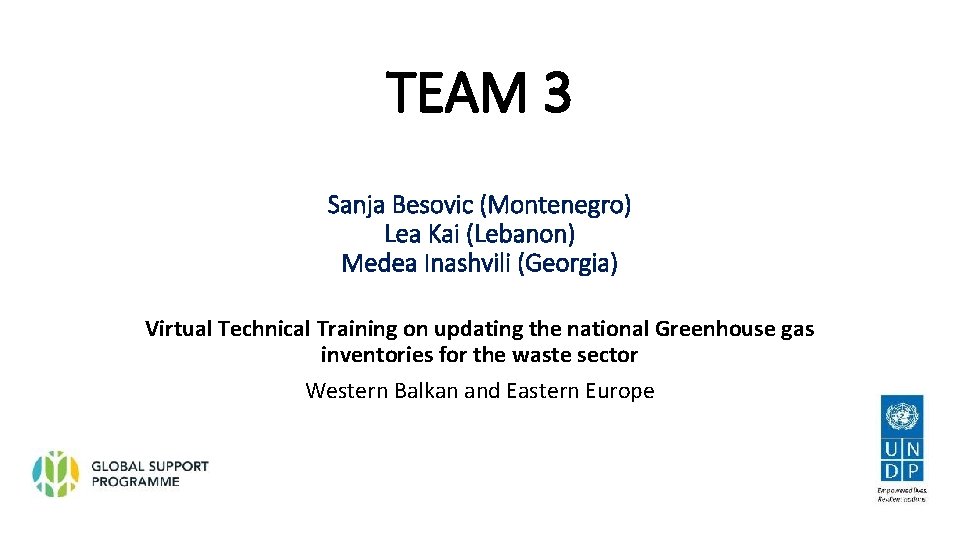 TEAM 3 Sanja Besovic (Montenegro) Lea Kai (Lebanon) Medea Inashvili (Georgia) Virtual Technical Training