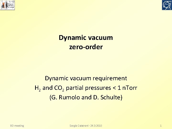 Dynamic vacuum zero-order Dynamic vacuum requirement H 2 and CO 2 partial pressures <