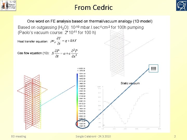 From Cedric Based on outgassing (H 2 O): 10 -10 mbar. l. sec-1 cm-2