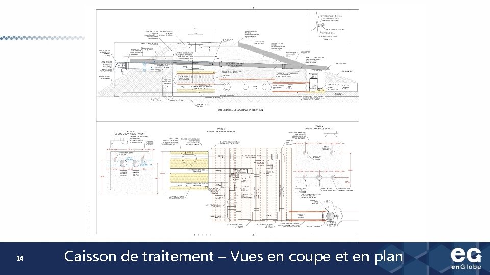 14 Caisson de traitement – Vues en coupe et en plan 