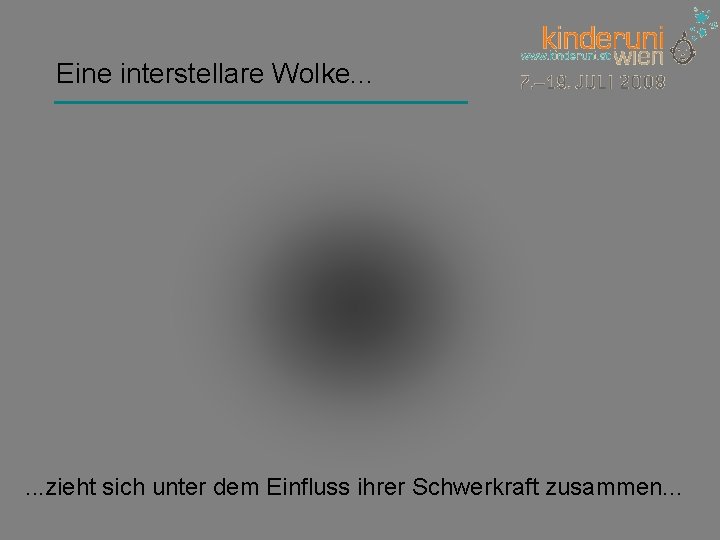 Eine interstellare Wolke. . . zieht sich unter dem Einfluss ihrer Schwerkraft zusammen. .