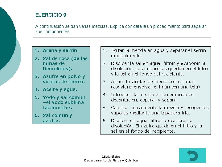 EJERCICIO 9 A continuación se dan varias mezclas. Explica con detalle un procedimiento para