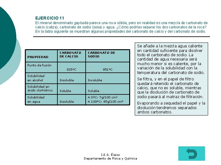 EJERCICIO 11 El mineral denominado gaylusita parece una roca sólida, pero en realidad es