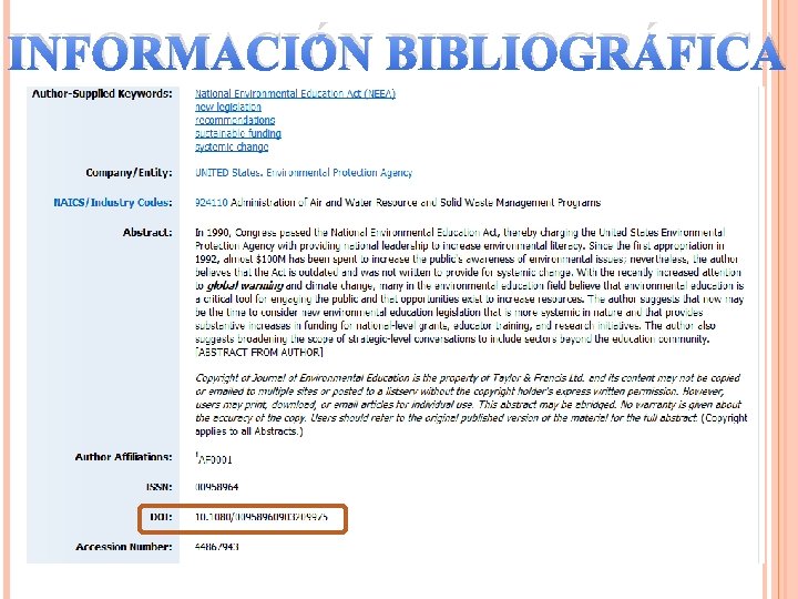 INFORMACIÓN BIBLIOGRÁFICA 