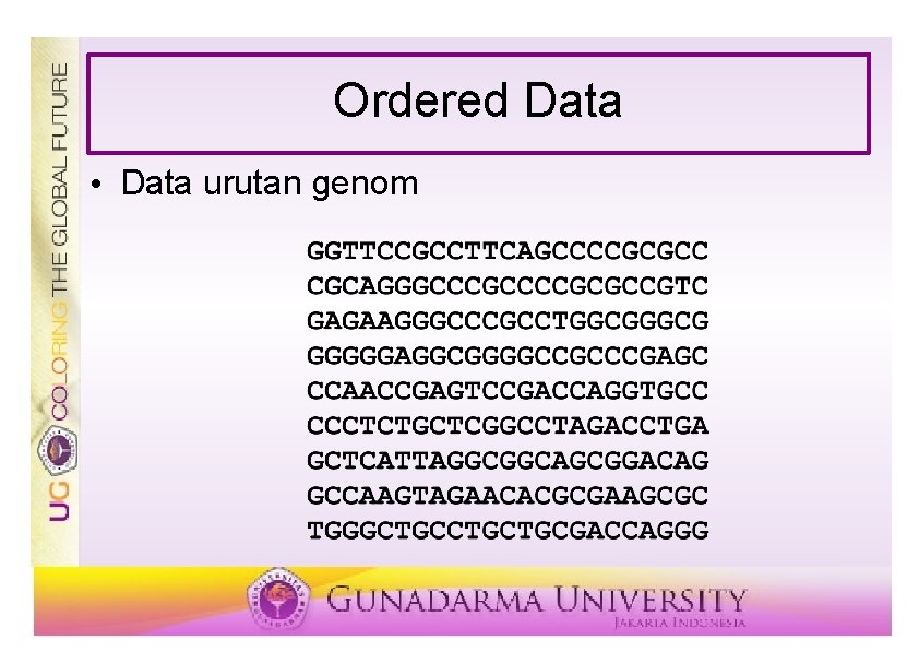 Ordered Data • Data urutan genom 
