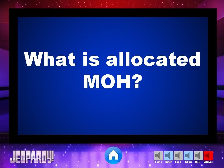 What is allocated MOH? Theme Timer Lose Cheer Boo Silence 