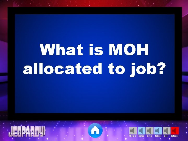 What is MOH allocated to job? Theme Timer Lose Cheer Boo Silence 