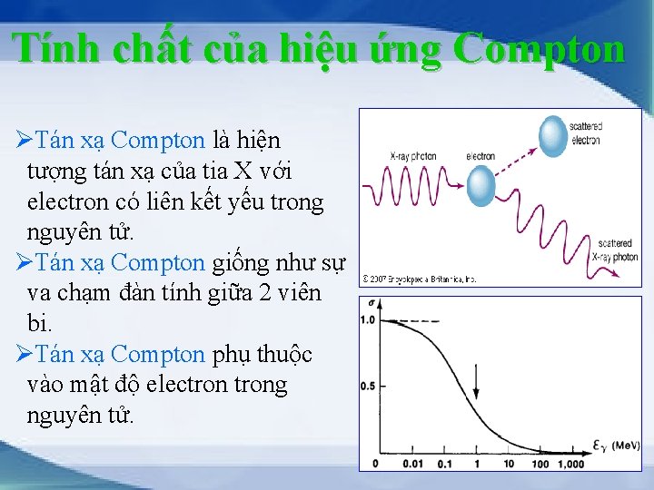 Tính chất của hiệu ứng Compton ØTán xạ Compton là hiện tượng tán xạ