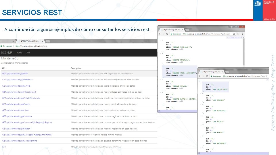 SERVICIOS REST Exponen: Paulina Aguilar y Diego Torres A continuación algunos ejemplos de cómo