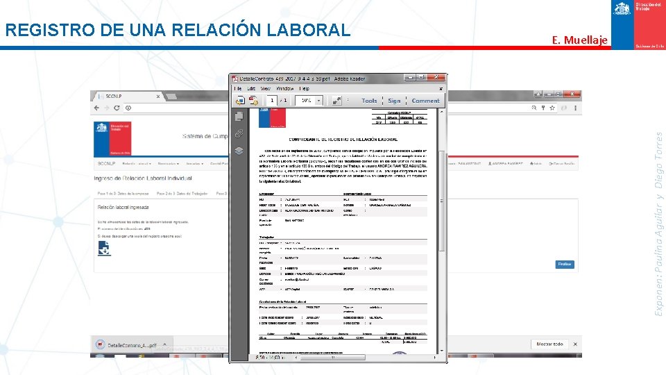 E. Muellaje Exponen: Paulina Aguilar y Diego Torres REGISTRO DE UNA RELACIÓN LABORAL 