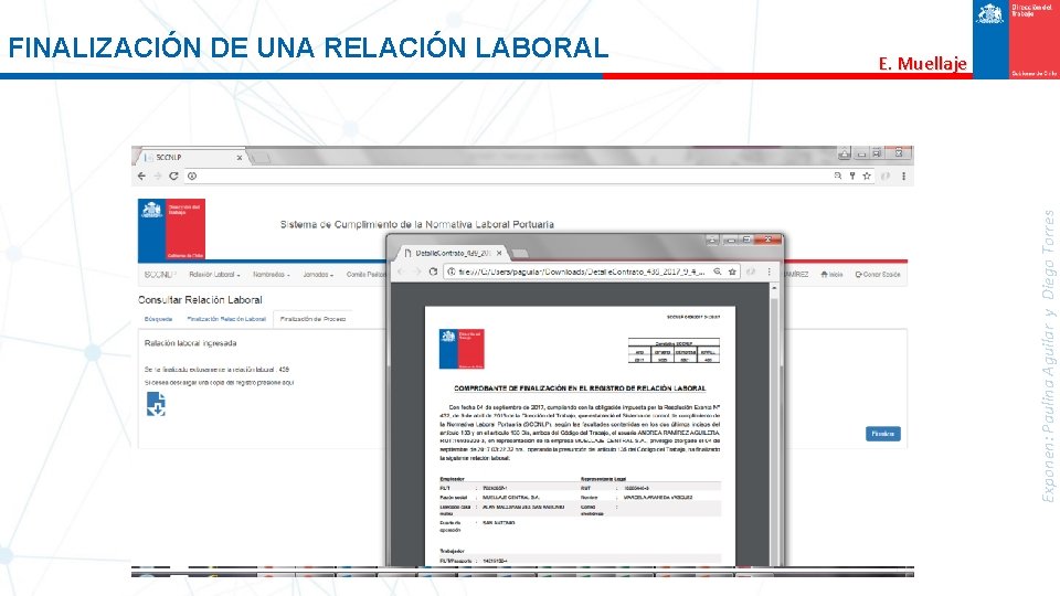 E. Muellaje Exponen: Paulina Aguilar y Diego Torres FINALIZACIÓN DE UNA RELACIÓN LABORAL 