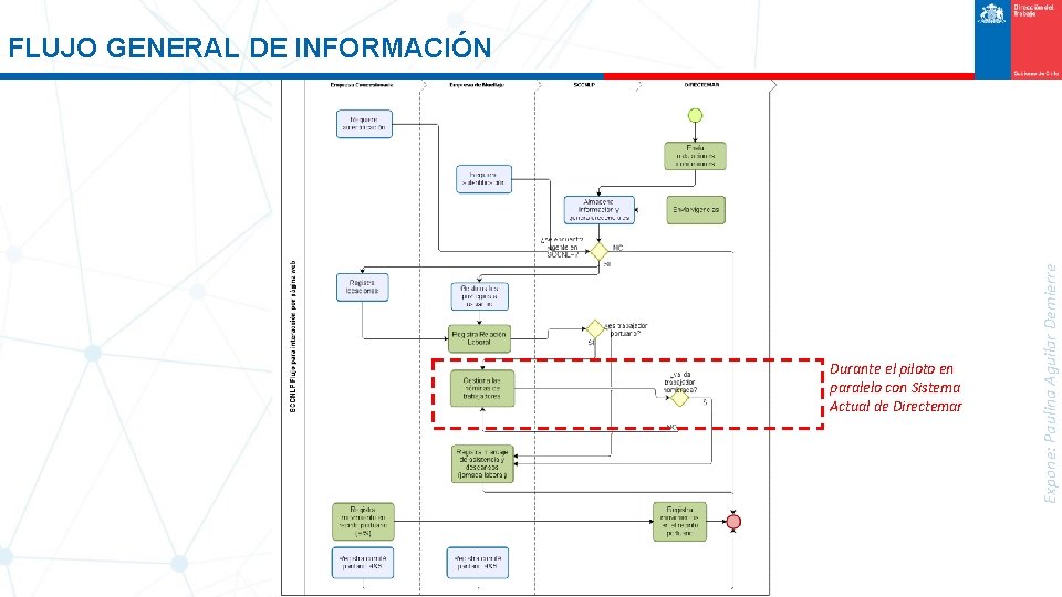 Durante el piloto en paralelo con Sistema Actual de Directemar Expone: Paulina Aguilar Demierre