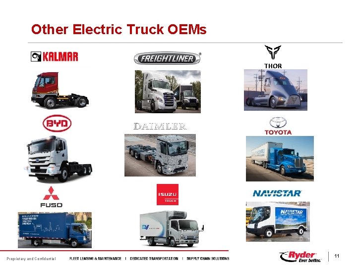 Other Electric Truck OEMs THOR Proprietary and Confidential 11 