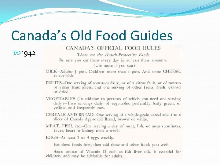 Canada’s Old Food Guides 1942 