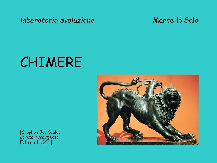 laboratorio evoluzione CHIMERE [Stephen Jay Gould, La vita meravigliosa, Feltrinelli 1990] Marcello Sala 