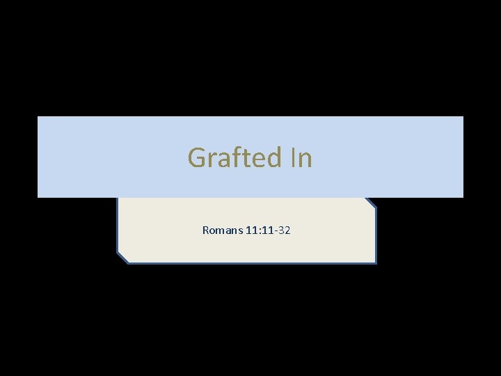 Grafted In Romans 11: 11 -32 