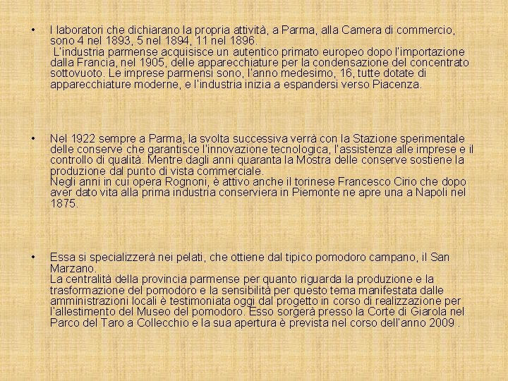  • I laboratori che dichiarano la propria attività, a Parma, alla Camera di
