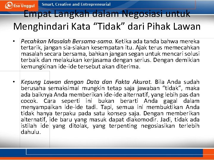 Empat Langkah dalam Negosiasi untuk Menghindari Kata “Tidak” dari Pihak Lawan • Pecahkan Masalah