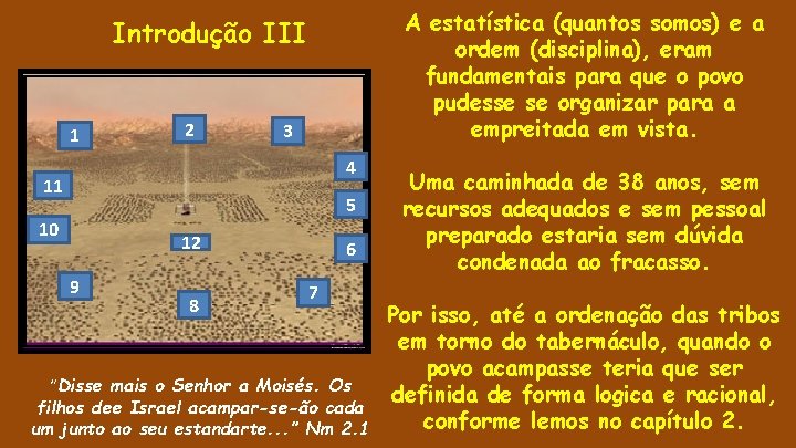 A estatística (quantos somos) e a ordem (disciplina), eram fundamentais para que o povo