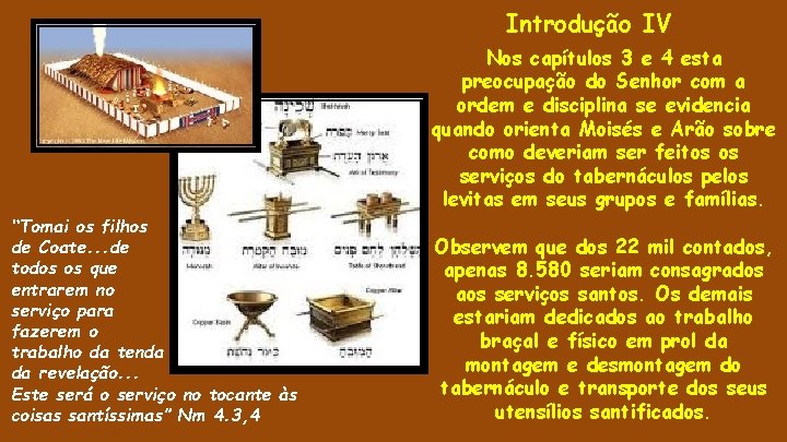 Introdução IV Nos capítulos 3 e 4 esta preocupação do Senhor com a ordem