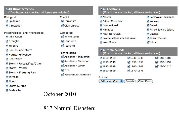 October 2010 817 Natural Disasters 