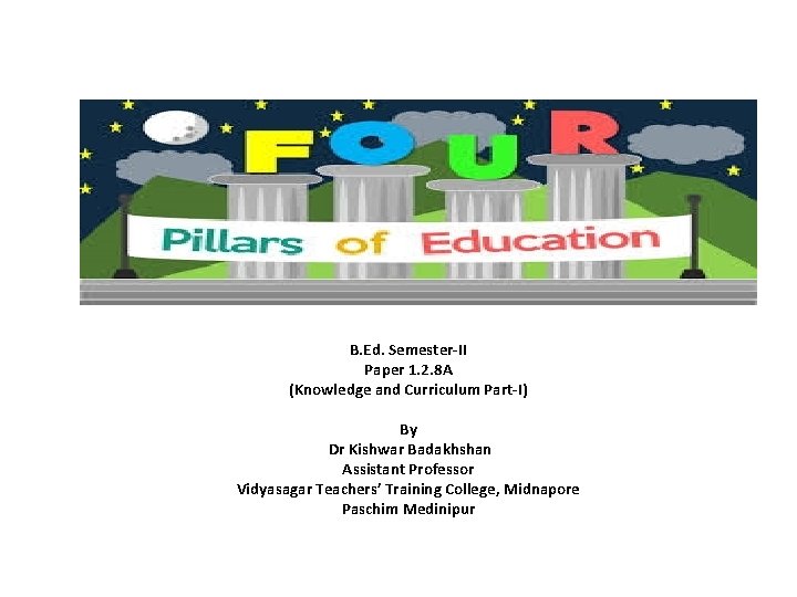 Four Pillars of Education B. Ed. Semester-II Paper 1. 2. 8 A (Knowledge and