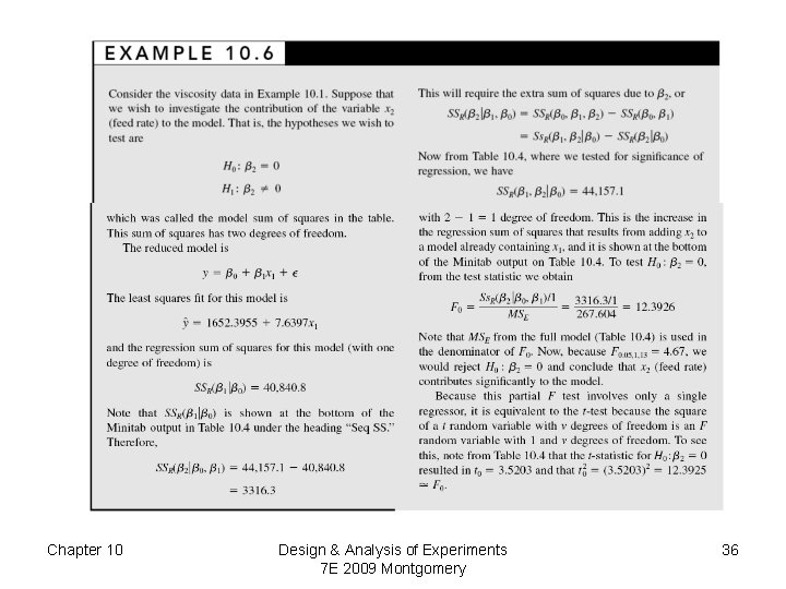 Chapter 10 Design & Analysis of Experiments 7 E 2009 Montgomery 36 